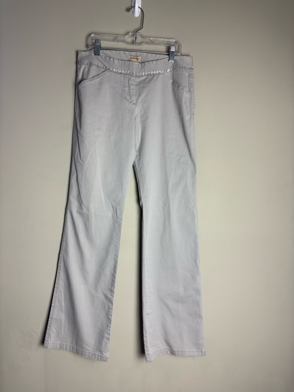 NWT Vintage Y2K Anthropologie Elevenses Low Rise Embellished Gray Pants Size 2